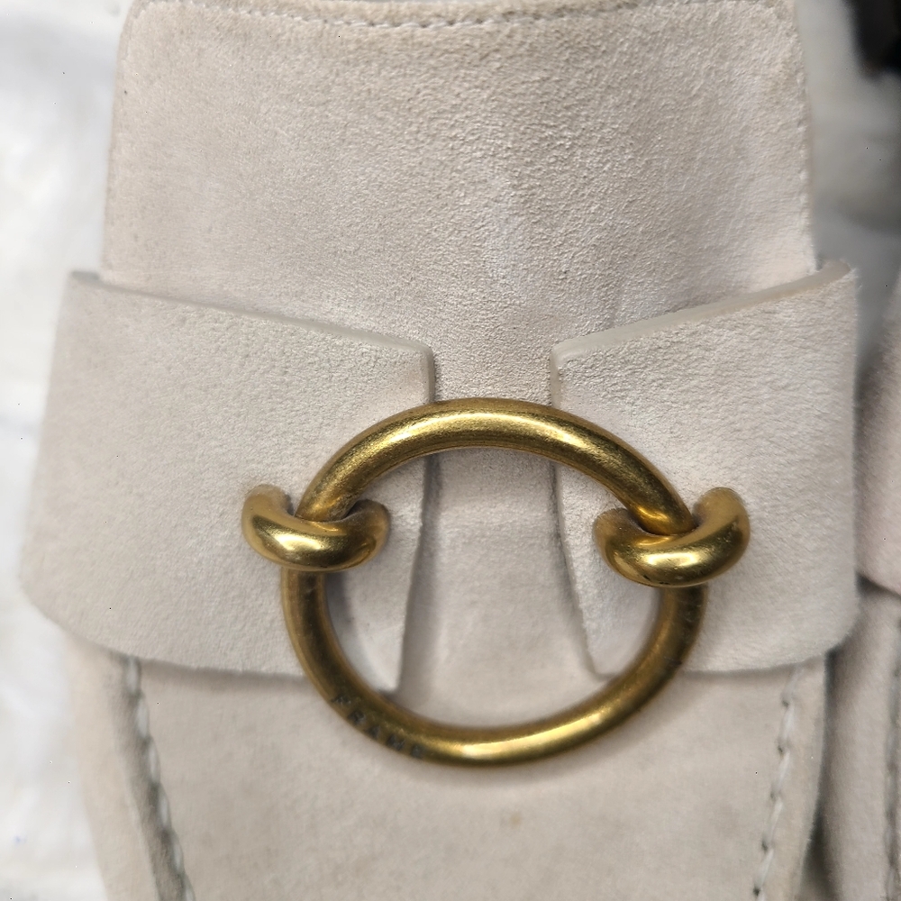 Frame Denim Cream and Gold Flats with Horsebit Detail - Picture 3 of 9